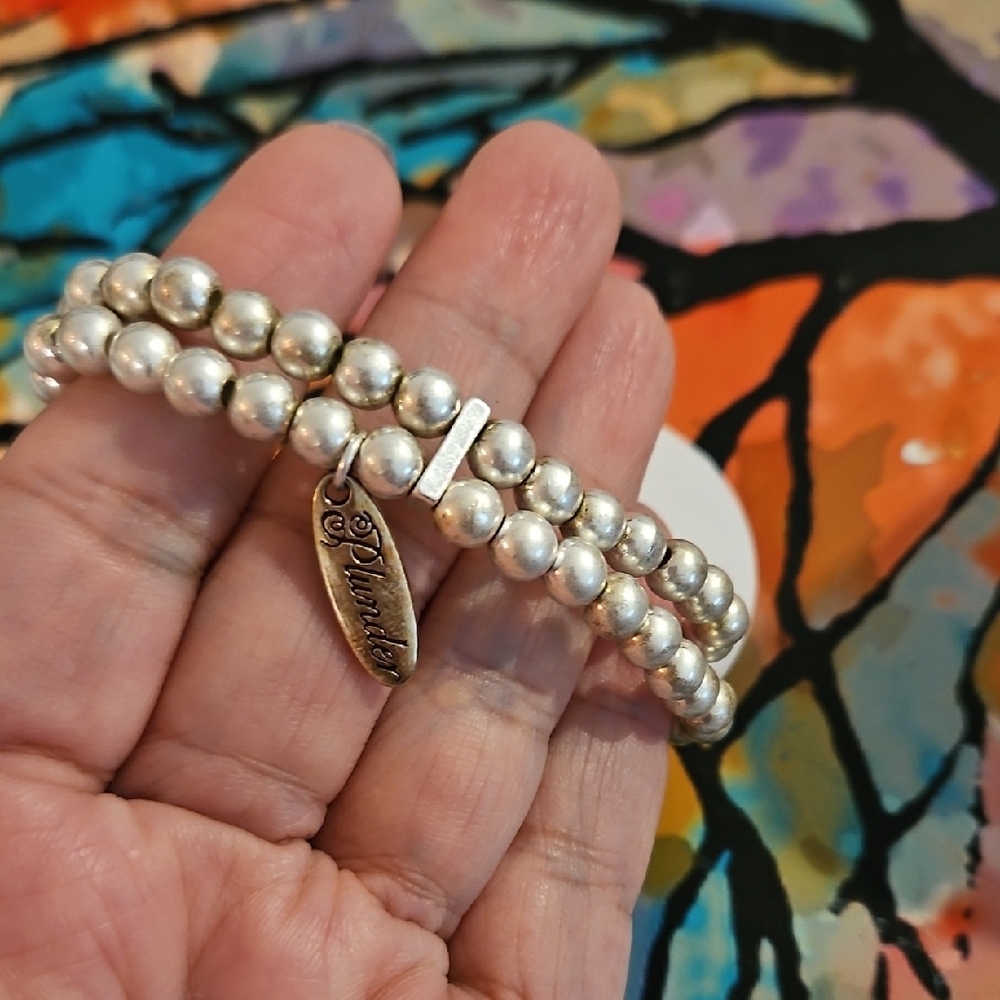 Chico's Silver Bracelet with Leaf Charm